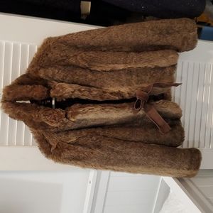 ZARA faux fur Coat with suede belt